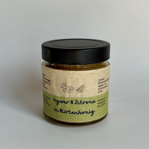 Ingwer und Zitrone in Blütenhonig (250g)